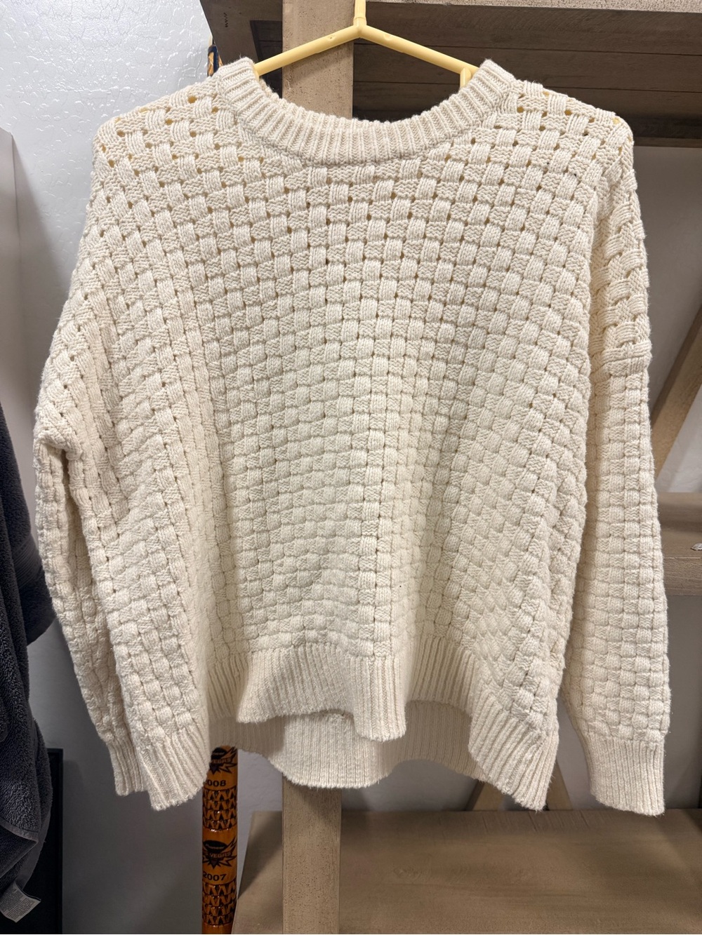 Madewell Cream Textured Crewneck Sweater